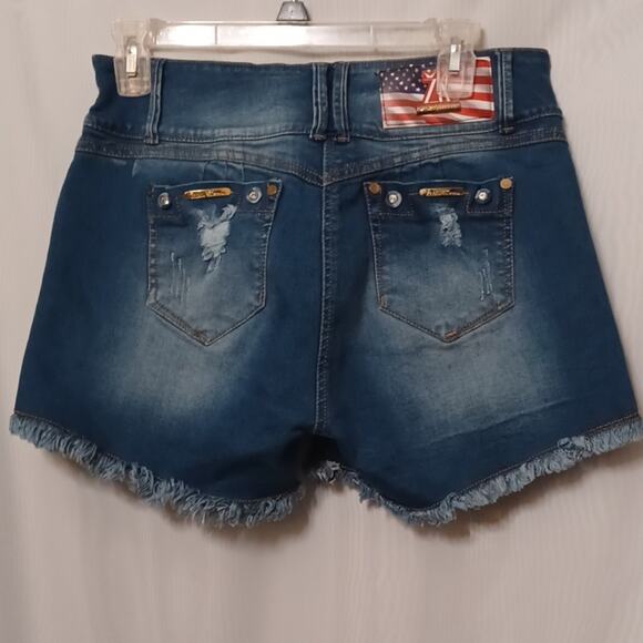 ZELEKIA Denim Jeans Shorts Distress and Raw Edge Hem. Size 14 - Picture 10 of 13